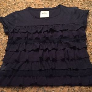 Hollister tulle blue ruffle shirt